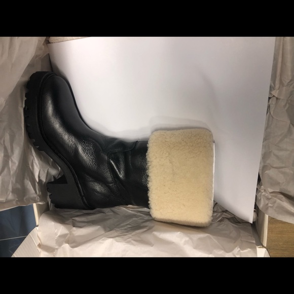 Marc Fisher Willoe Sherpa Black leather pull on winter boots NEW - Picture 6 of 6